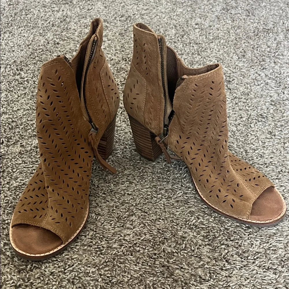 Toms Brown Perforated Ankle Booties - Picture 2 of 4